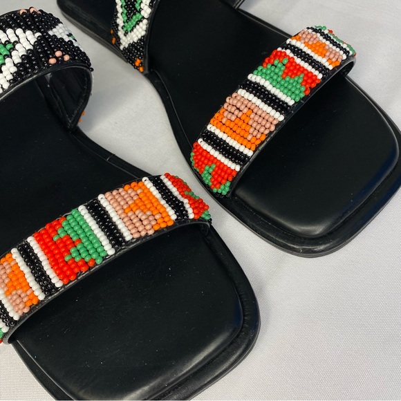 FARM RIO Black Beaded Square Toe Slide Sandals Size 6 - Picture 12 of 12
